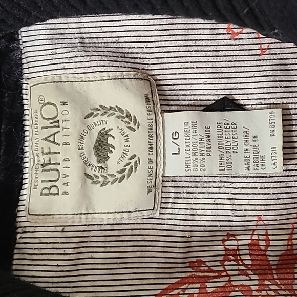 Buffalo David Bitton Men's Large Black Wool Coat - Picture 4 of 5